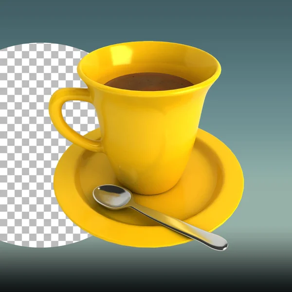 Жовта Чашка Кави Ваших Дизайнерських Матеріалів — стокове фото