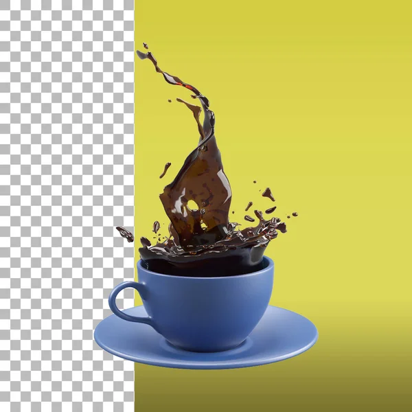 Blaue Keramiktasse Mit Kaffee Spritzer Für Ihr Gestaltungselement — Stockfoto