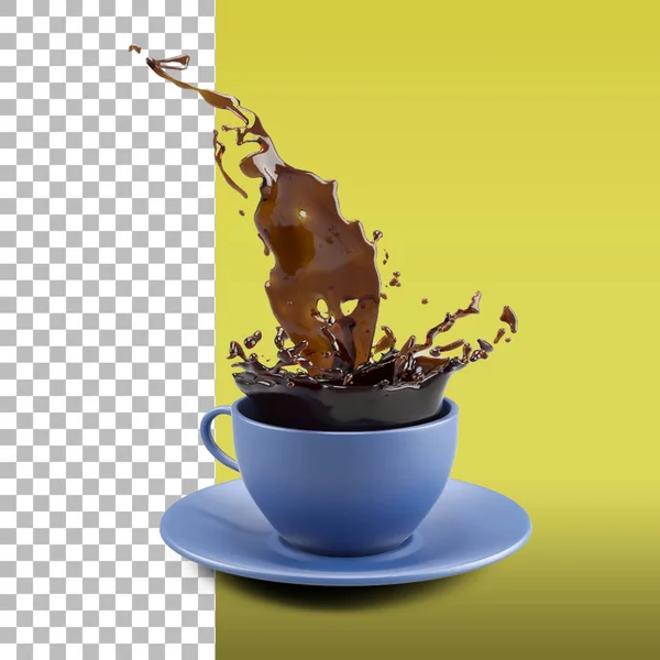 Blå Vanlig Keramik Kopp Med Kaffe Stänk För Din Mockup — Stockfoto