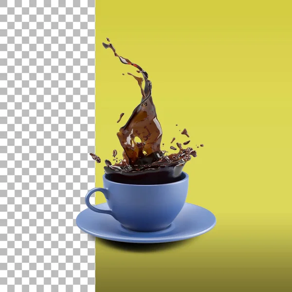 Blå Vanlig Keramik Kopp Med Kaffe Stänk För Din Mockup — Stockfoto