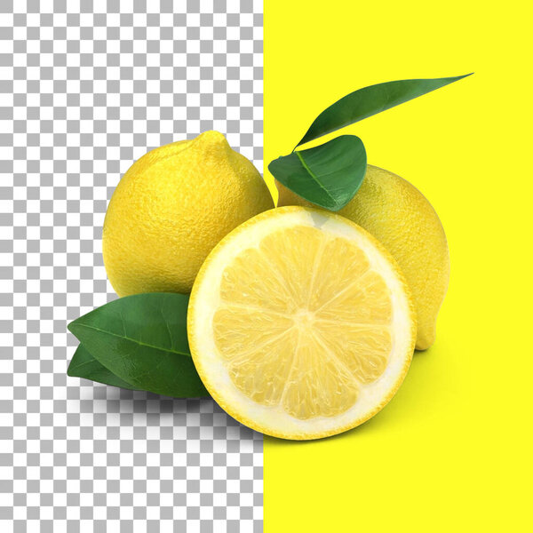Composition with lemons isolated for fruits element design.