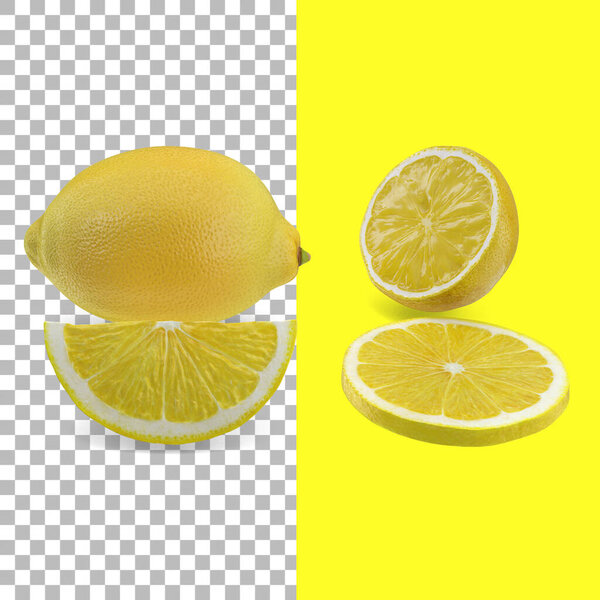 Composition with lemons isolated for fruits element design.