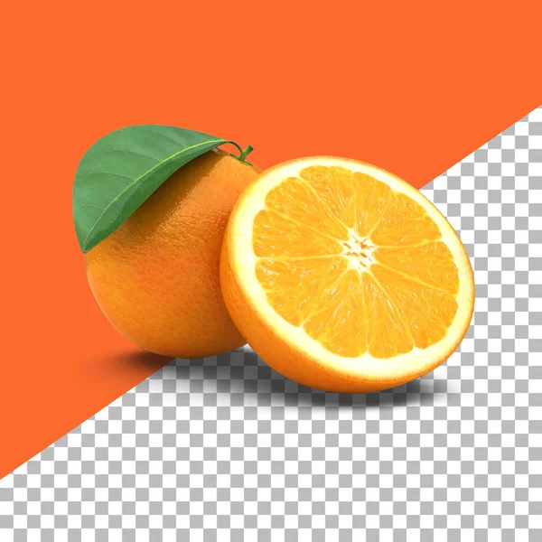 果物の設計要素のために隔離された葉を持つ組成オレンジ — ストック写真