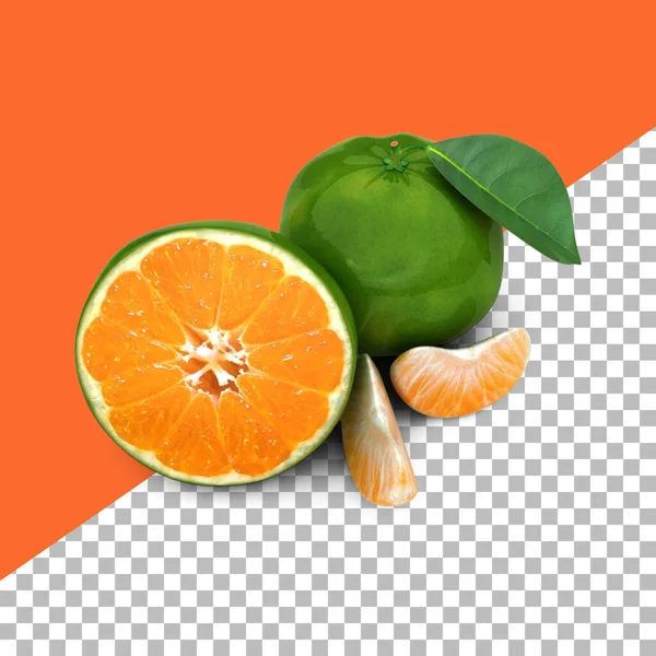 Composición Naranjas Con Hojas Aisladas Para Elementos Diseño Frutas — Foto de Stock