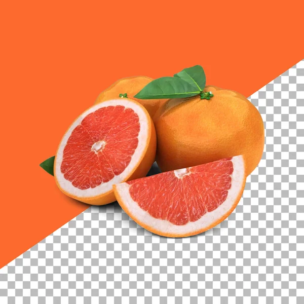 Samenstelling Sinaasappelen Met Bladeren Geïsoleerd Voor Fruit Design Element — Stockfoto