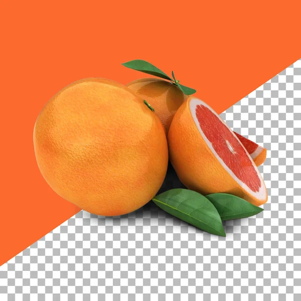 Sammansättning Apelsiner Med Blad Isolerade För Frukt Designelement — Stockfoto