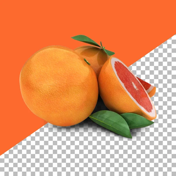 果物の設計要素のために隔離された葉を持つ組成オレンジ — ストック写真