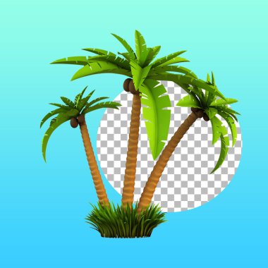 Tasarım elementi için tropikal hindistan cevizi ağacıyla yaz konsepti.