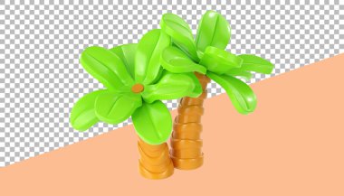 Tasarım elementi için tropikal hindistan cevizi ağacıyla yaz konsepti.