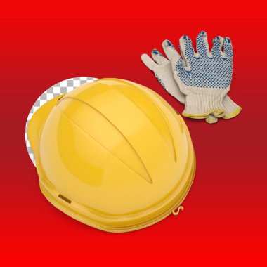 Sarı kasklı ve eldivenli Babalar Günü kavramı.