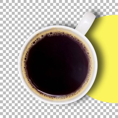 Şeffaf arkaplanda bir fincan sade kahve izole edilmiş..