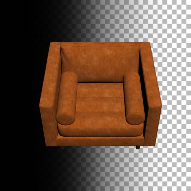 Şeffaf Arkaplan Karşısında Boş Kahverengi Kol Koltuğu.