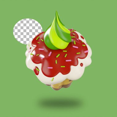 Pasta konsepti için yeşil makarna ile uçan fincan kek..