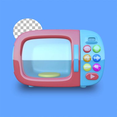 Yemek pişirmeyi öğrenen çocuklar için plastik oyuncak mikrodalga fırın.