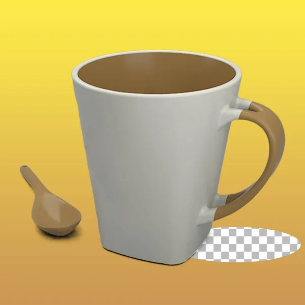 Una Taza Café Vacía Con Concepto Cuchara Madera — Foto de Stock