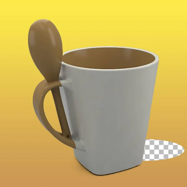 一个有木制勺子概念的空咖啡杯 — 图库照片