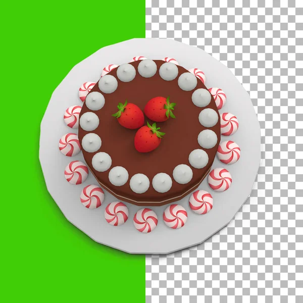 딸기가 초콜릿 케이크 — 스톡 사진