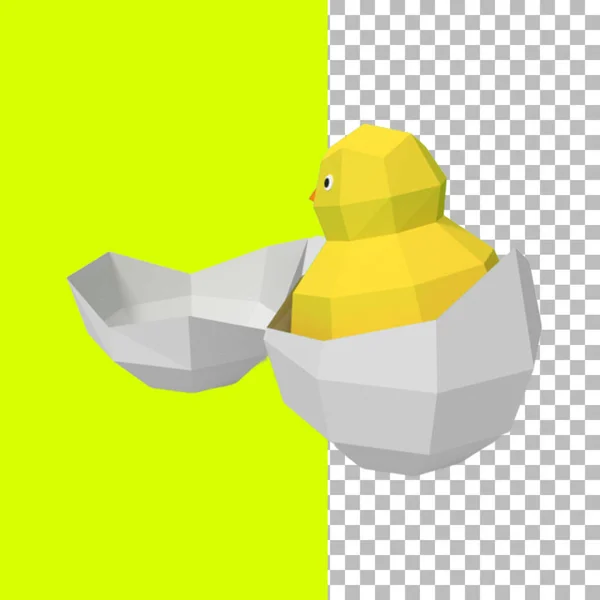 新出生的黄鸡纸船立在蛋壳上 — 图库照片