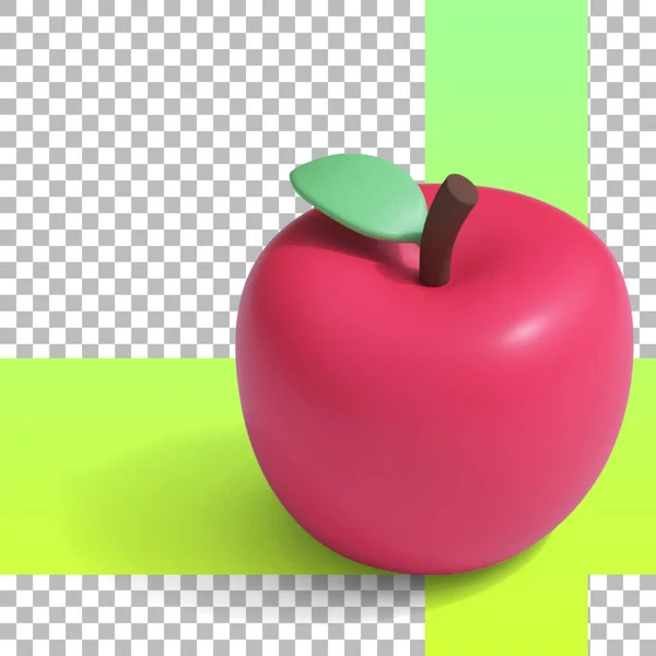 Roter Apfel Mit Blättern Isoliert Auf Transparenz — Stockfoto
