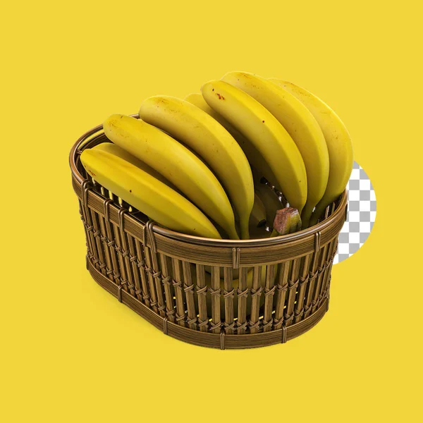 Grappe Bananes Fraîches Isolées Adaptées Conception Éléments — Photo