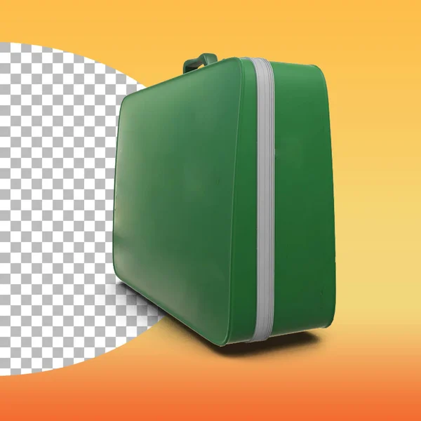 Green Suit Case Vacation Concept Summer Time — Stock Photo, Image