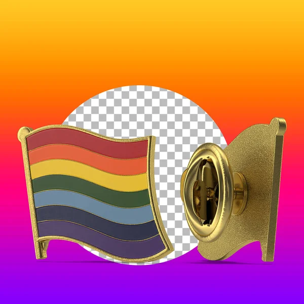 Pin Arco Iris Metal Dorado Para Día Del Orgullo Conceptual —  Fotos de Stock