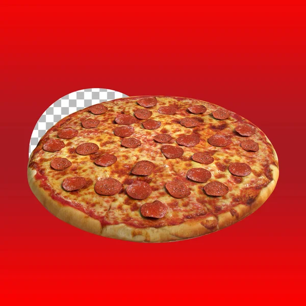 Pepperoni Pizza Een Stomp Close Uitzicht Van Boven Geïsoleerd — Stockfoto