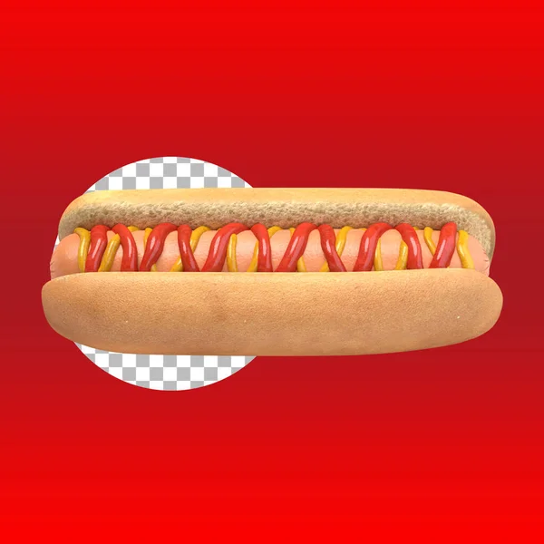 Hot Dog Con Senape Ketchup Vista Laterale Isolata — Foto Stock
