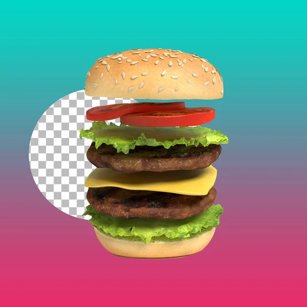 Grote Verse Hamburger Met Kaas Spek Geïsoleerd — Stockfoto