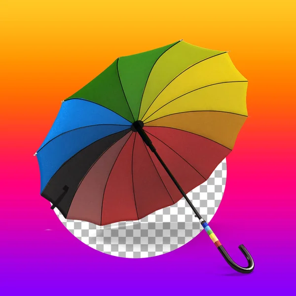 An umbrella with rainbow motif for pride day concept.