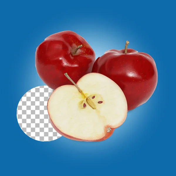 Manzanas Rojas Deliciosas Aisladas Transparencia — Foto de Stock