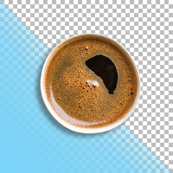 透明な背景に隔離された黒いコーヒーの上に抽象的な泡を閉じるビュー — ストック写真
