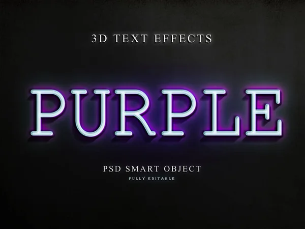 紫ネオン3Dテキストエフェクトデザインテンプレート — ストック写真