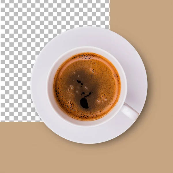 プレート上のコーヒーカップのトップダウンビュー — ストック写真