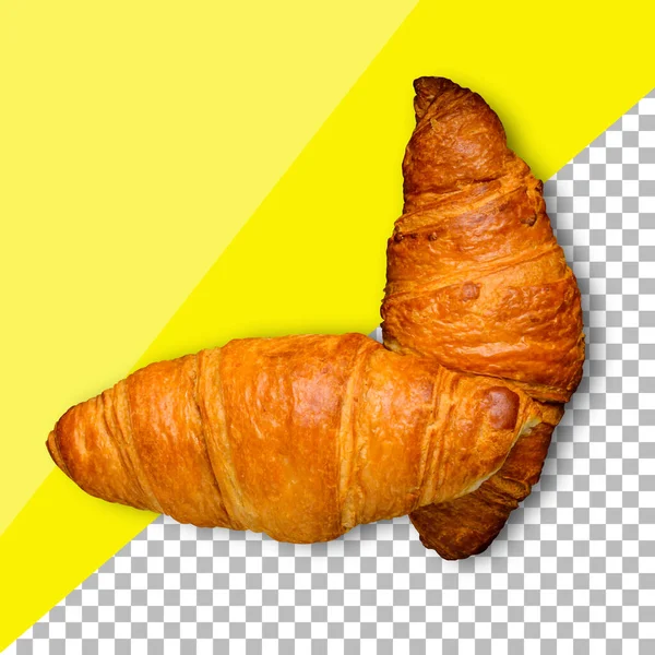 Croissant Fresco Colazione Mattutina Isolato Sfondo Trasparente — Foto Stock