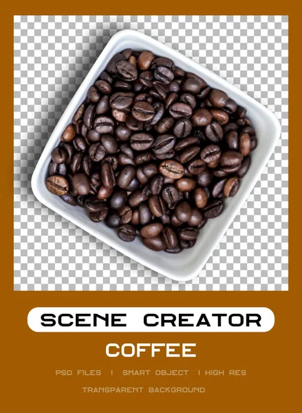 Großaufnahme Geröstete Kaffeebohnen Mit Transparentem Hintergrund — Stockfoto