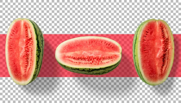 Top Ansicht Rote Wassermelonen Isoliert Auf Transparenten — Stockfoto