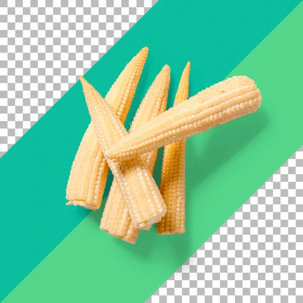 Färska Gäng Baby Corn Isolerad Transparent — Stockfoto