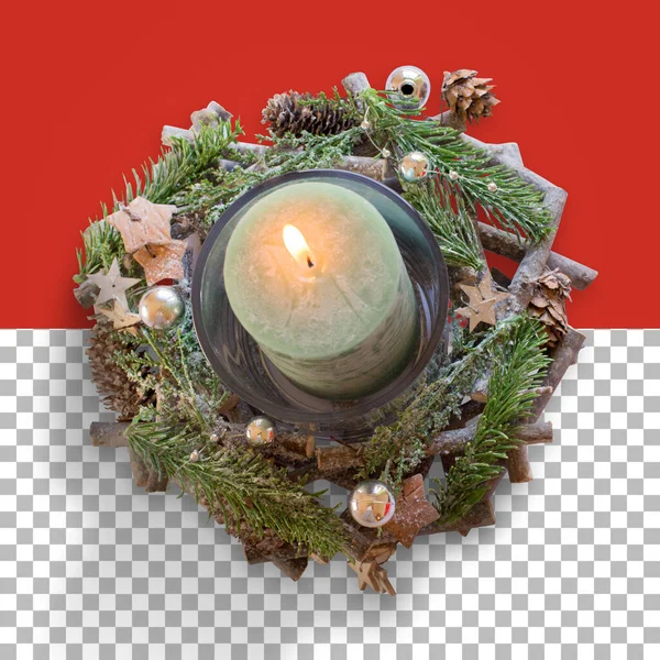Top View Christmas Candle Decoration — Stock Photo, Image