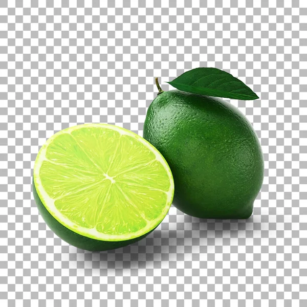 Limão Verde Fresco Com Folha Para Seu Design Ativos — Fotografia de Stock
