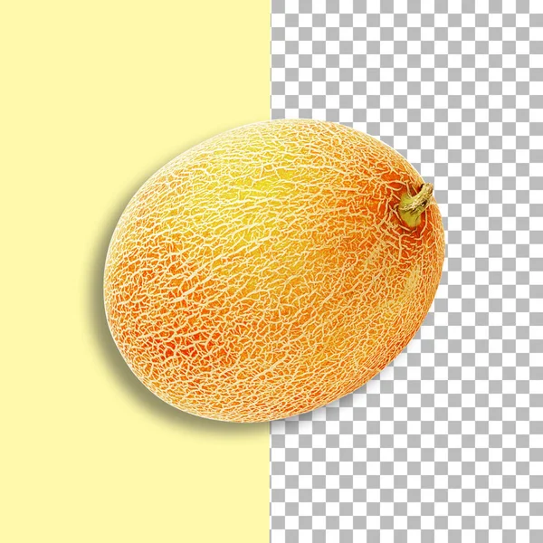 Zralý Lahodný Žlutý Meloun Izolovaný Průhledném Pozadí — Stock fotografie