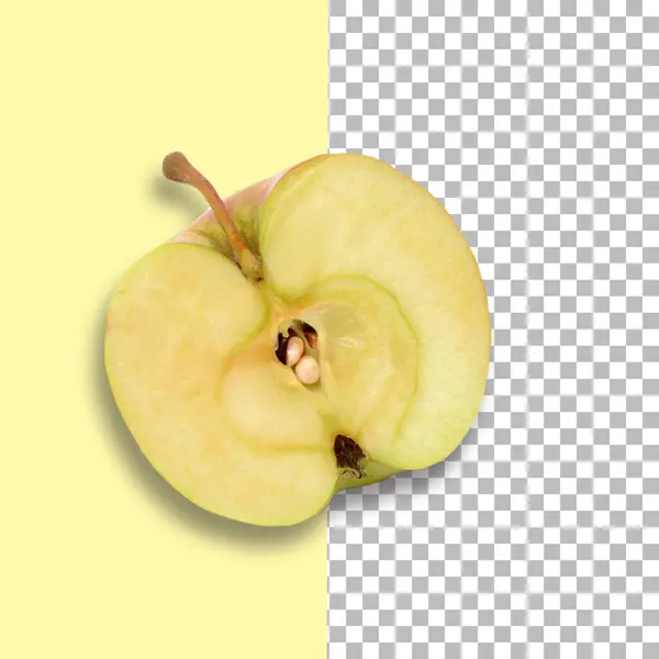 透明な背景に緑のリンゴの半分を隔離 — ストック写真