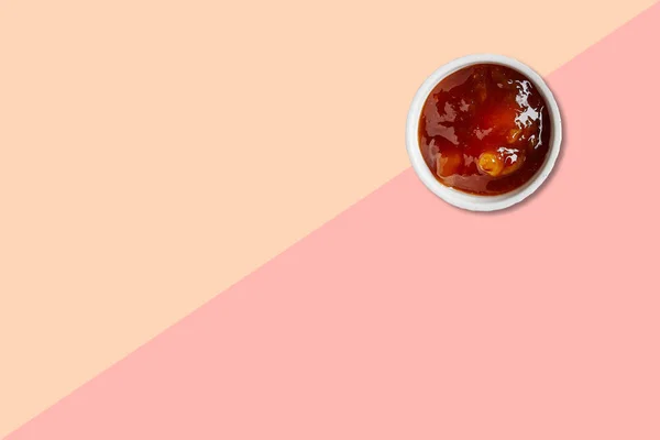 Närbild Visa Asiatisk Tapioca Gröt Med Vit Keramik Isolerad Rosa — Stockfoto