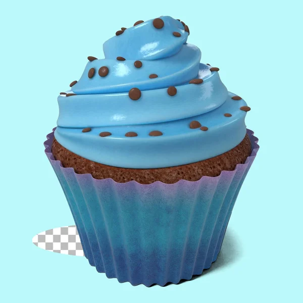 Verjaardags Cupcake Met Roomboter Glazuur Geïsoleerd Transparant — Stockfoto