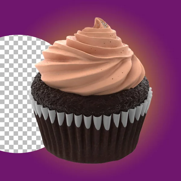 Födelsedag Cupcake Med Smör Grädde Glasyr Isolerad Transparent — Stockfoto