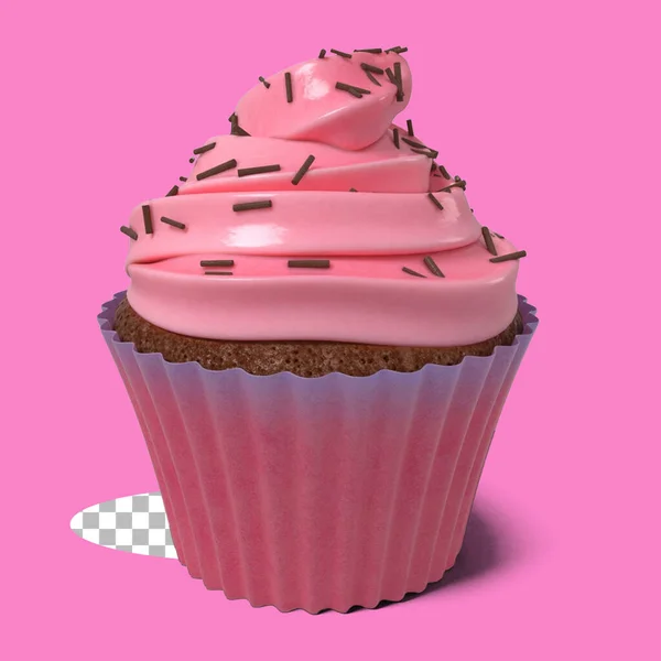 Födelsedag Cupcake Med Smör Grädde Glasyr Isolerad Transparent — Stockfoto