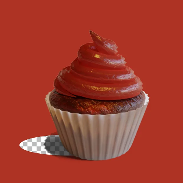 Cupcake Compleanno Con Glassa Burro Isolato Trasparente — Foto Stock