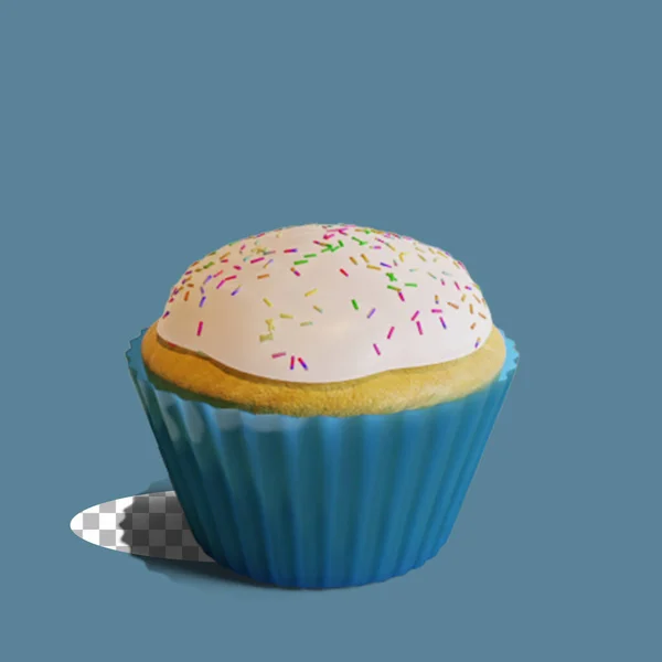 Födelsedag Cupcake Med Smör Grädde Glasyr Isolerad Transparent — Stockfoto