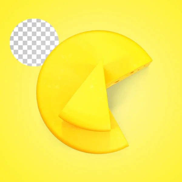 Ein Ganzer Kopf Gelber Käse Mit Einem Geschnittenen Stück — Stockfoto