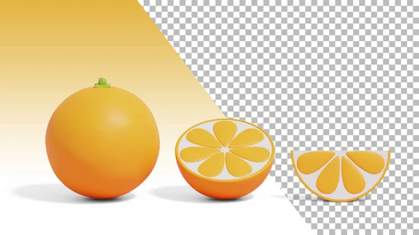Oranžové Ovoce Realistické Design Plátky Půlky Pro Ovoce Koncepce — Stock fotografie